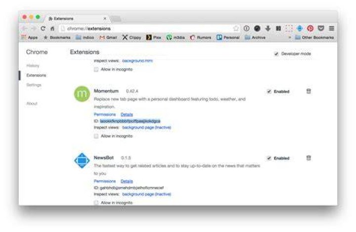 History of images on Momentum Dash?