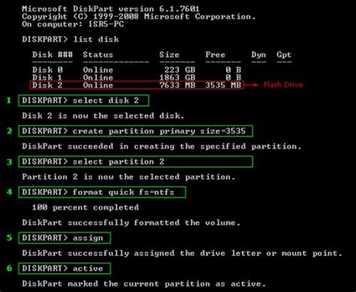 How create new partition on an unallocated space using diskpart?