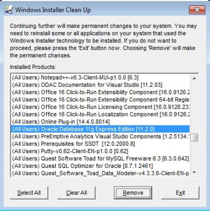 How do I completely remove Oracle 11g?
