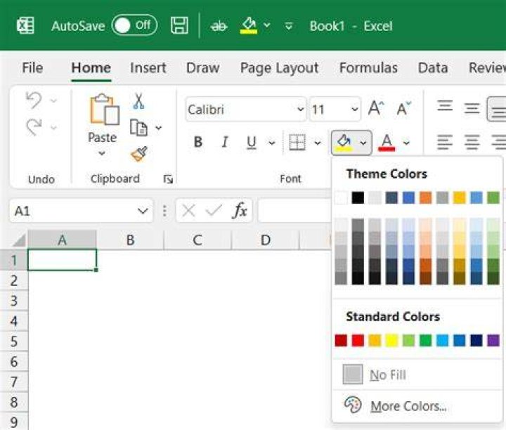 How do I configure Excel's cell fill colour to allow the default cell grid to show through?