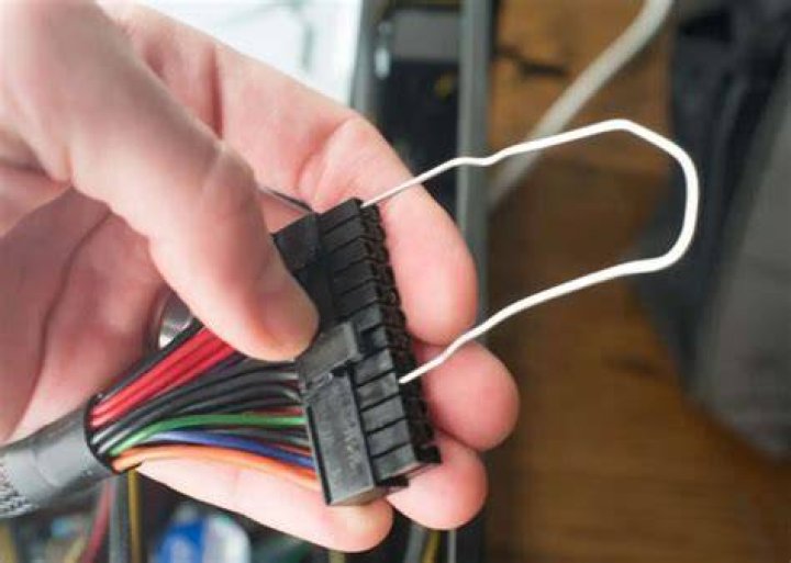 How do I do the "paper clip test" on an old PSU with 20-pin connector?
