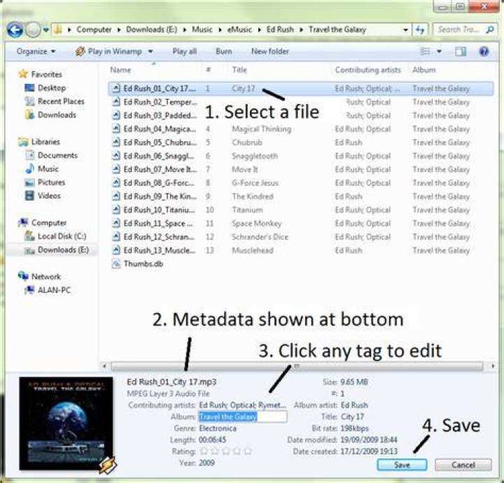 How do I edit/append metadata to files in Windows Explorer?