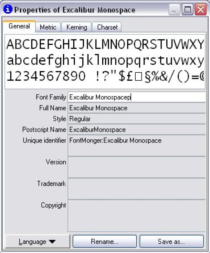 How do you change a TTF font name?