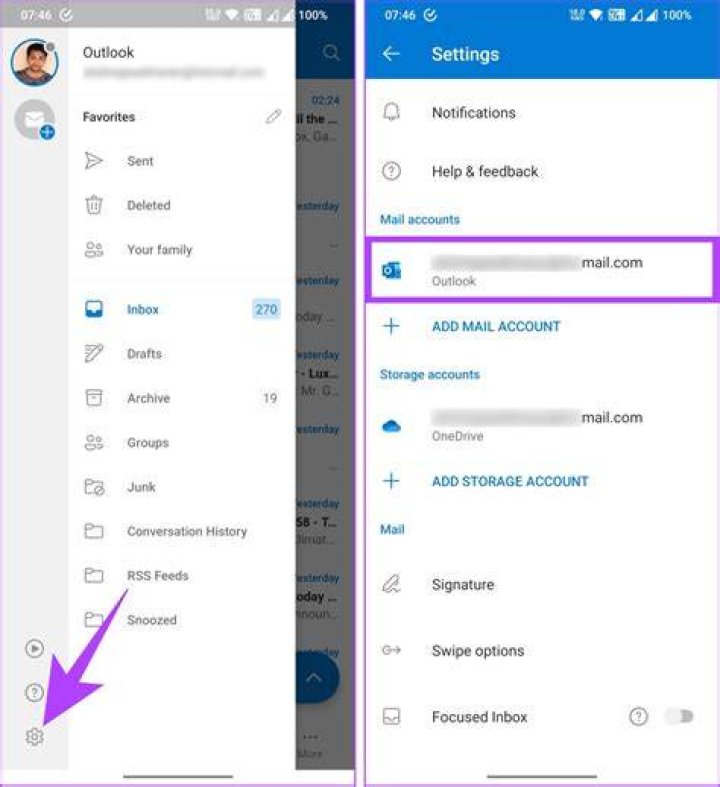 How do you remove an account from Windows 8 Mail that "Needs Attention"?
