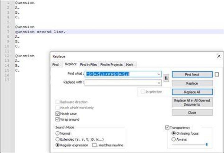 How to automatically join lines before certain text in notepad++