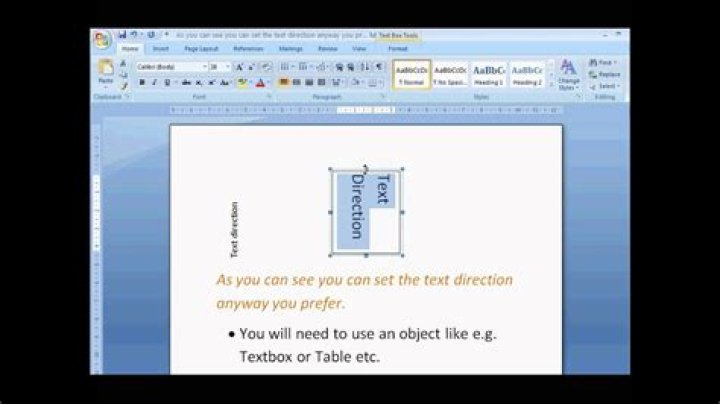 How to change text direction to 45 degrees in Word 2010?