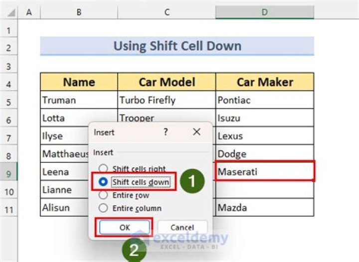 How to move selection in Excel?
