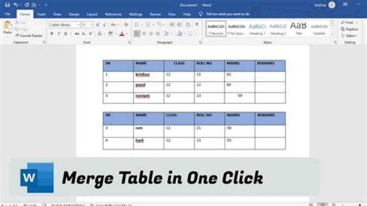 How to properly merge two tables in MS Word