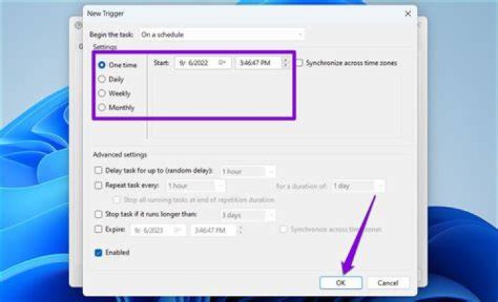 How to set a recurring timer in windows