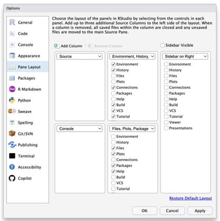 image of settings pane