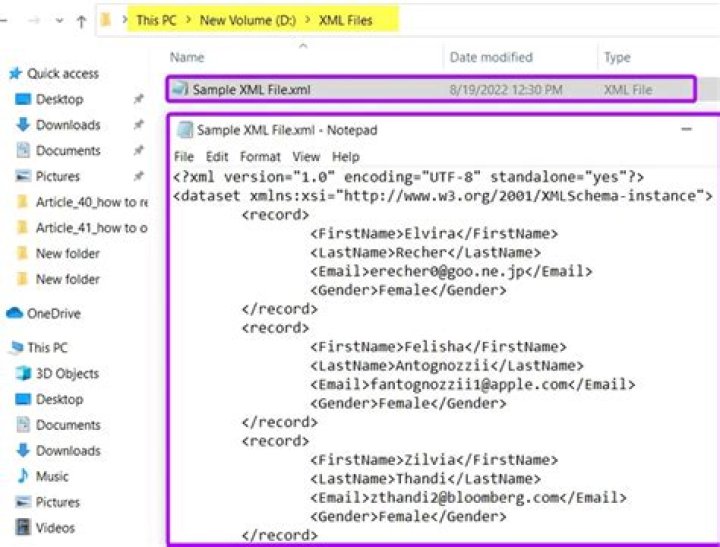 image showing non-colored XML file and style configurator