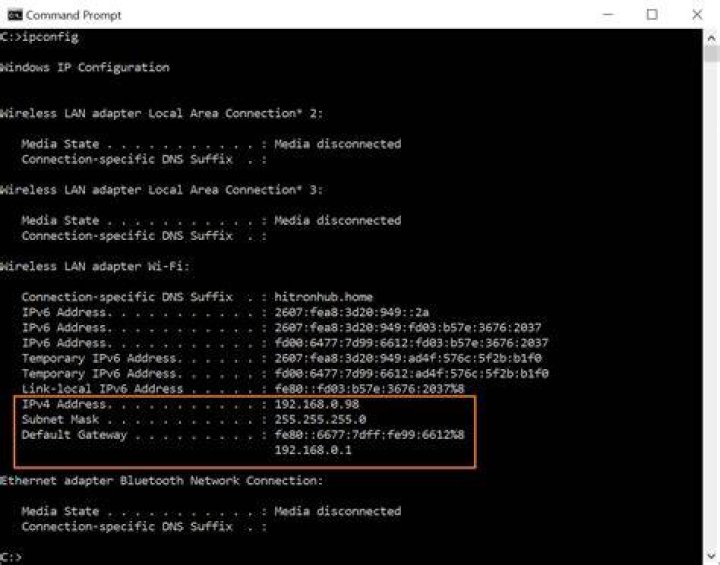 ipconfig output