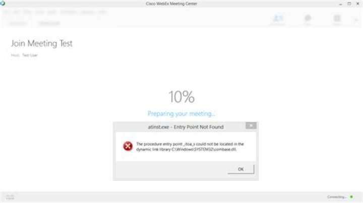 Issue with Cisco WebEx: "atinst.exe - Entry Point Not Found"
