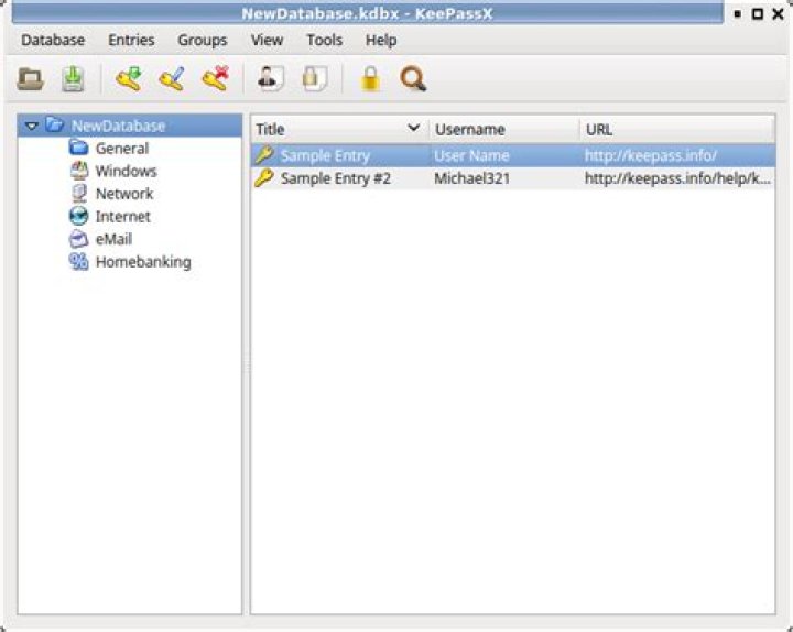 KeePass2 normal view