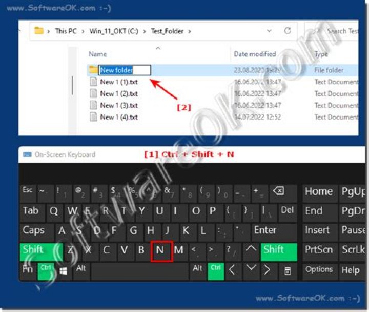 Keyboard shortcut for creating a new folder or file? (Windows)