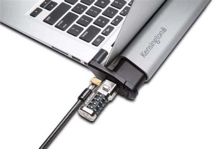 laptop with Kensington lock attached