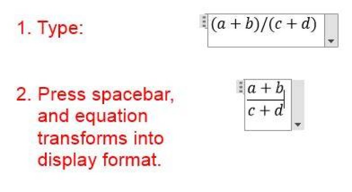 Linear equation entry in Word 2007 and above