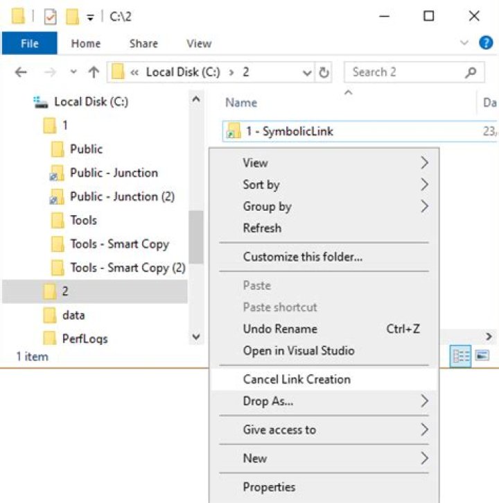 Link Shell Extension - Cancel Link - Remote Image