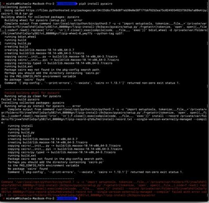 logs from cairo install