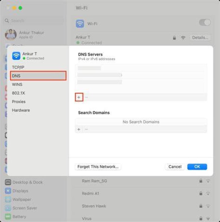 macOS - Where are the default DNS settings for each network interface defined?