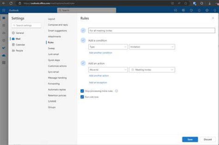 Make an outlook rule for appointment invitations