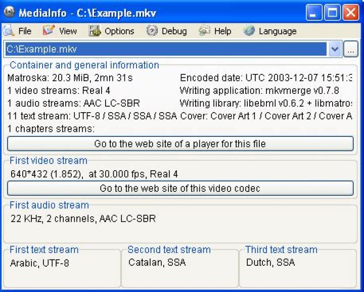 MediaInfo Example Screeny