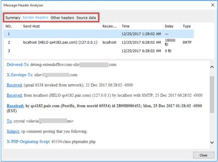 Message Header Analyzer