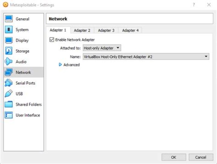 Metasploitable network configuration