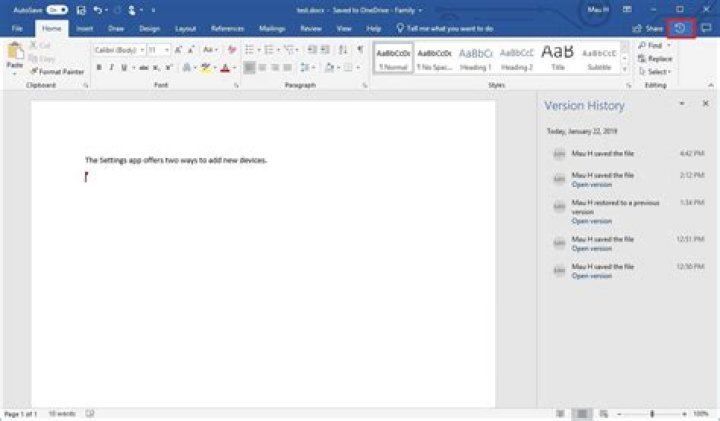 Microsoft Word Version History
