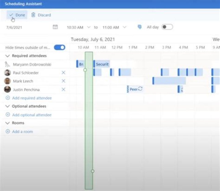 MS Outlook - Scheduling Assistant - choose view