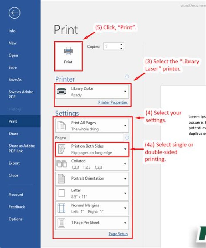 MS Word Print Options from Word of Mac 2016