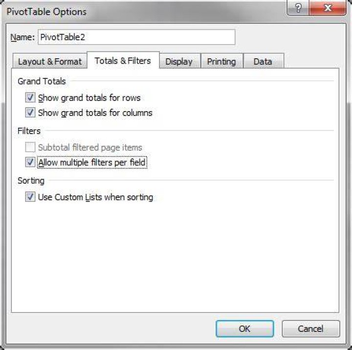 Multiple Label Filters in a pivot table