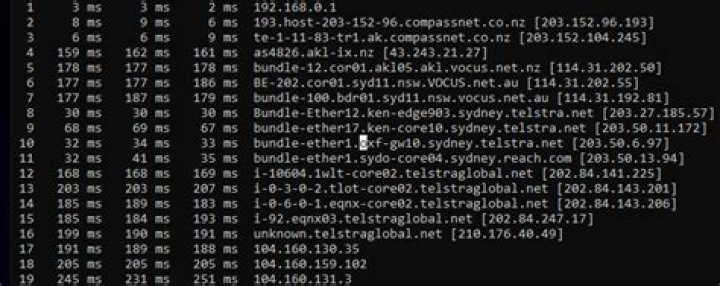 NA server tracert output