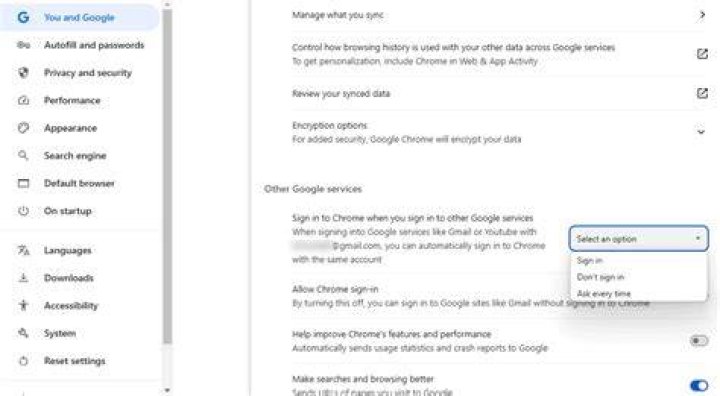 new allow chrome sign in location