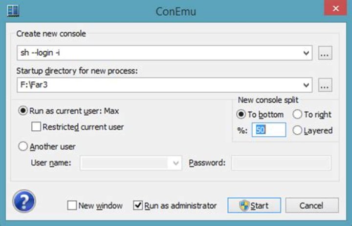 New console dialog in ConEmu