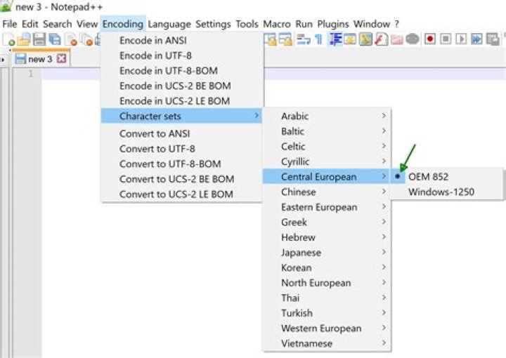 notepad encoding