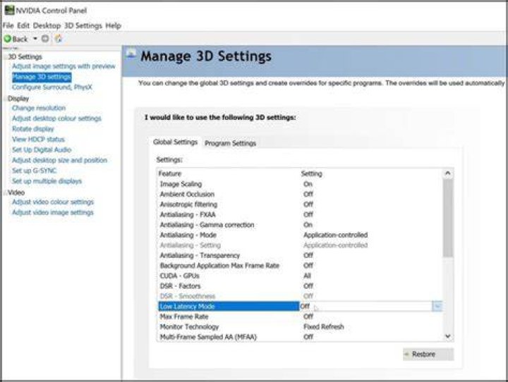 NVIDIA Control Center Only Lists 3D Settings