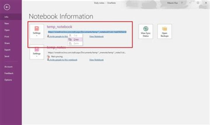 OneNote notebook link