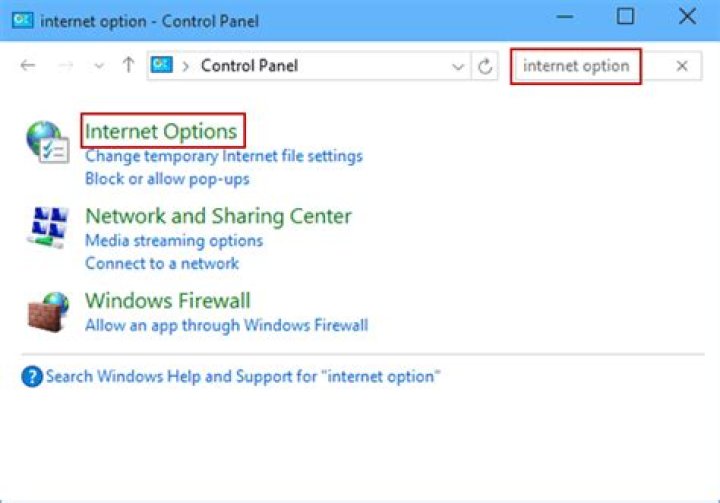 Open internet options
