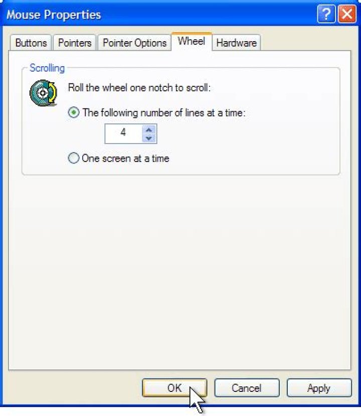 Openoffice.org: Mouse wheel one row at a time possible?