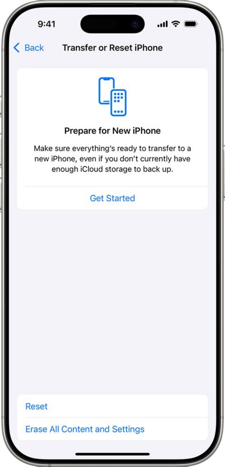 Options to reset