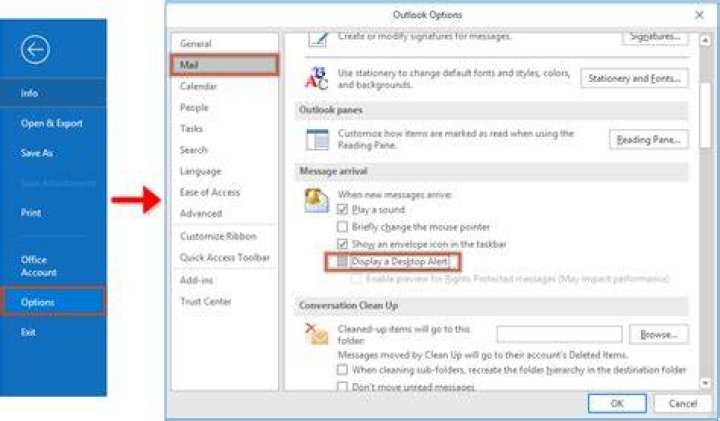 Outlook: Disable new mail notifications for all but main mailbox