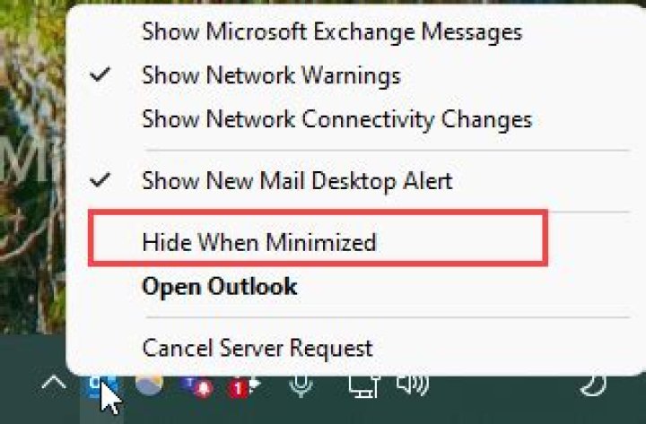 Outlook Hide when Minimized