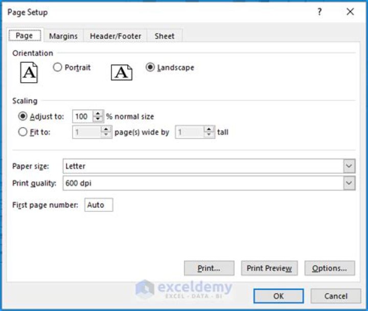 Page Setup dialog