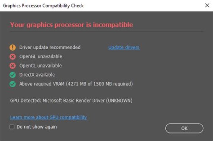 Photoshop 2022 incompatibility with GPU driver and DirectX