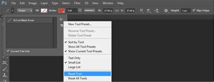 Photoshop CS6: Line tool prints arrow instead of line