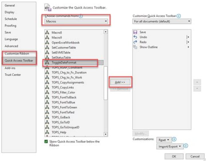 Printing only dates in MS Project 2010