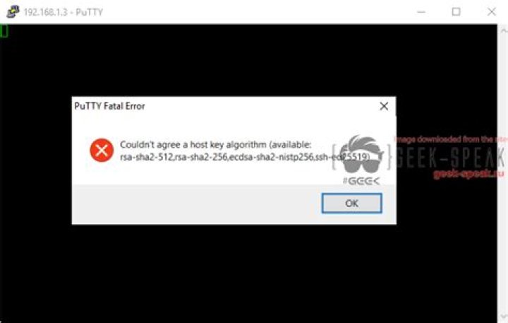 Putty on client - error couldn't agree a key exchange algorithm