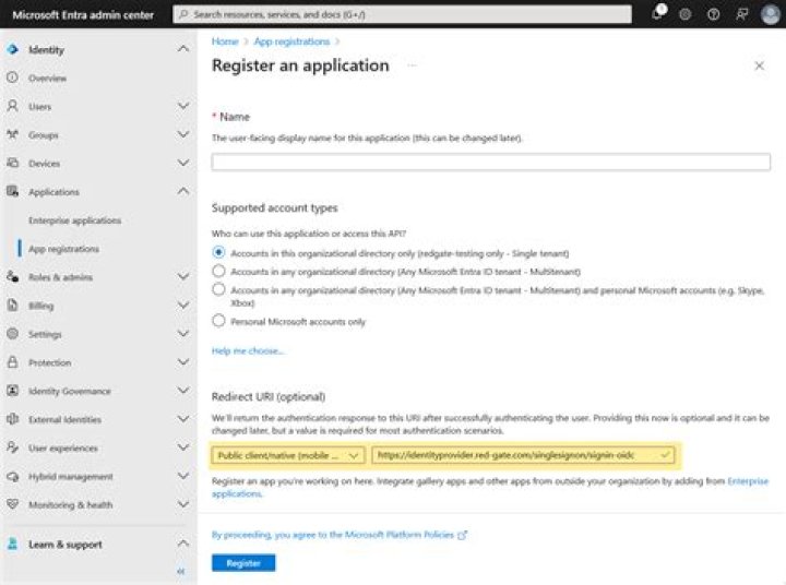 Redirect settings of the Microsoft Remote Desktop for MacOS