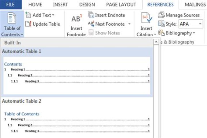 References | Table of Contents | Update Table of Contents References | Table of Contents | Update Table of Contents